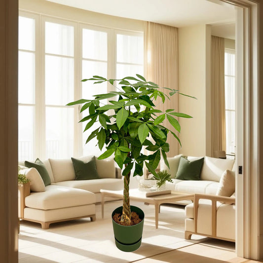 Pachira Aquatica inclusief elho Greenville Round groen - 160cm - Ø30