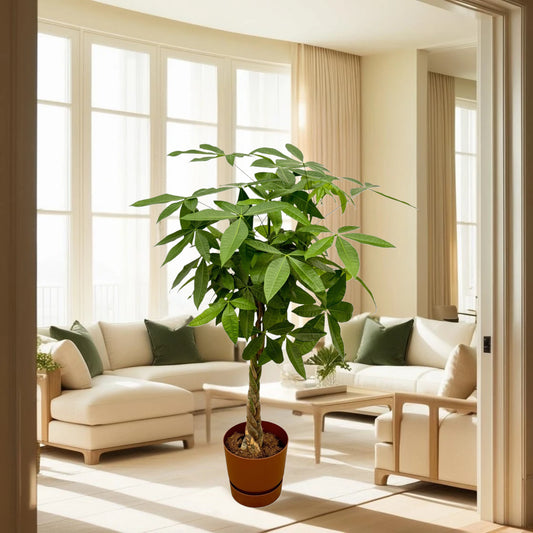 Pachira Aquatica inclusief elho Greenville Round bruin - 160cm - Ø30