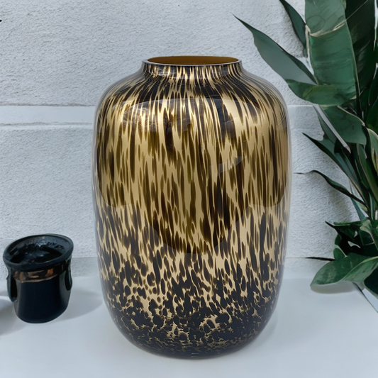Vaas glas - M - H35 W25 -Artic Cheetah Gold