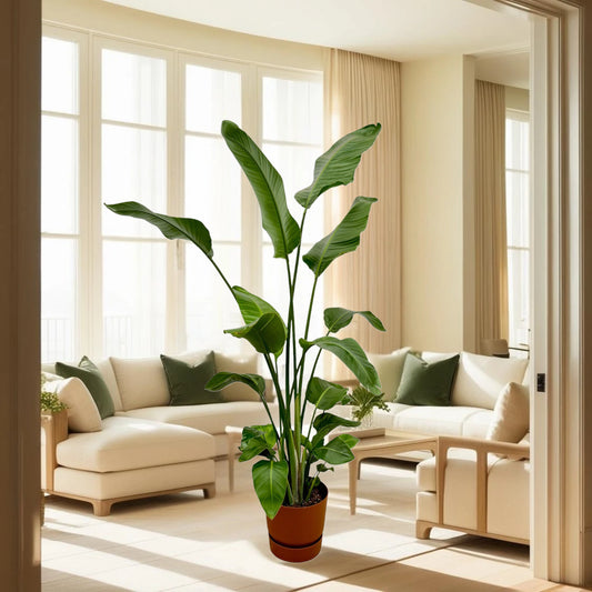 Strelitzia Nicolai inclusief elho Greenville Round bruin - 180 cm - Ø30