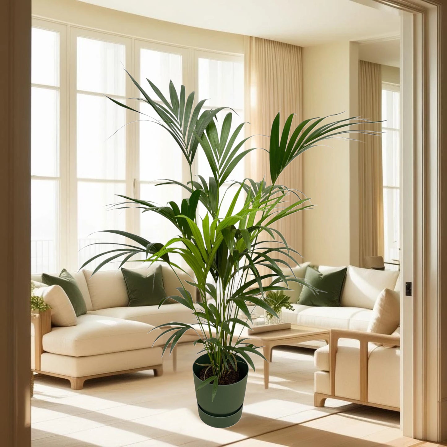 Kentia palm inclusief elho Greenville Round groen - 160cm - Ø30