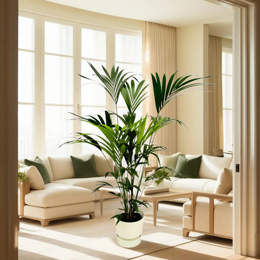 Kentia palm inclusief elho Greenville Round wit - 160cm - Ø30